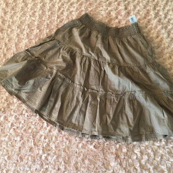 Grey/Tan Elastic Waist Pull-On A-Line Skirt - Picture 1 of 1